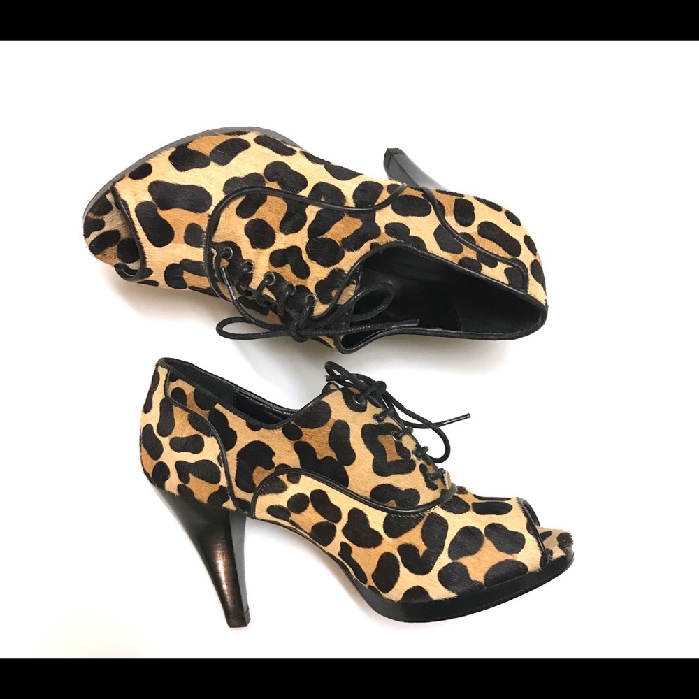 Vaneli Pivot Leopard print calf hair booties